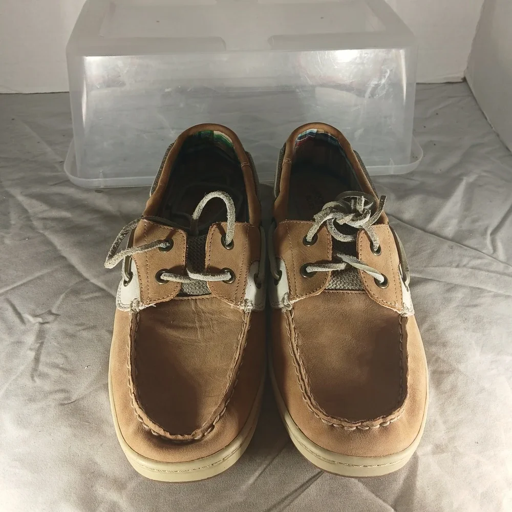 Canyon River Blues Nemo Boat Shoes 8.5M Tan Leather Mesh Nautical Loafers